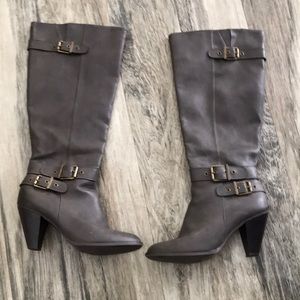 JUST FAB BOOTS 3in HEELS DARK GREY SIZE 9 SUM WEAR SEE PICS GOOD CONDITION!